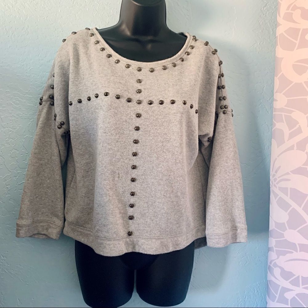 Jennifer Lopez Heather Gray Embellished Hi-Low Sweatshirt Size Medium
